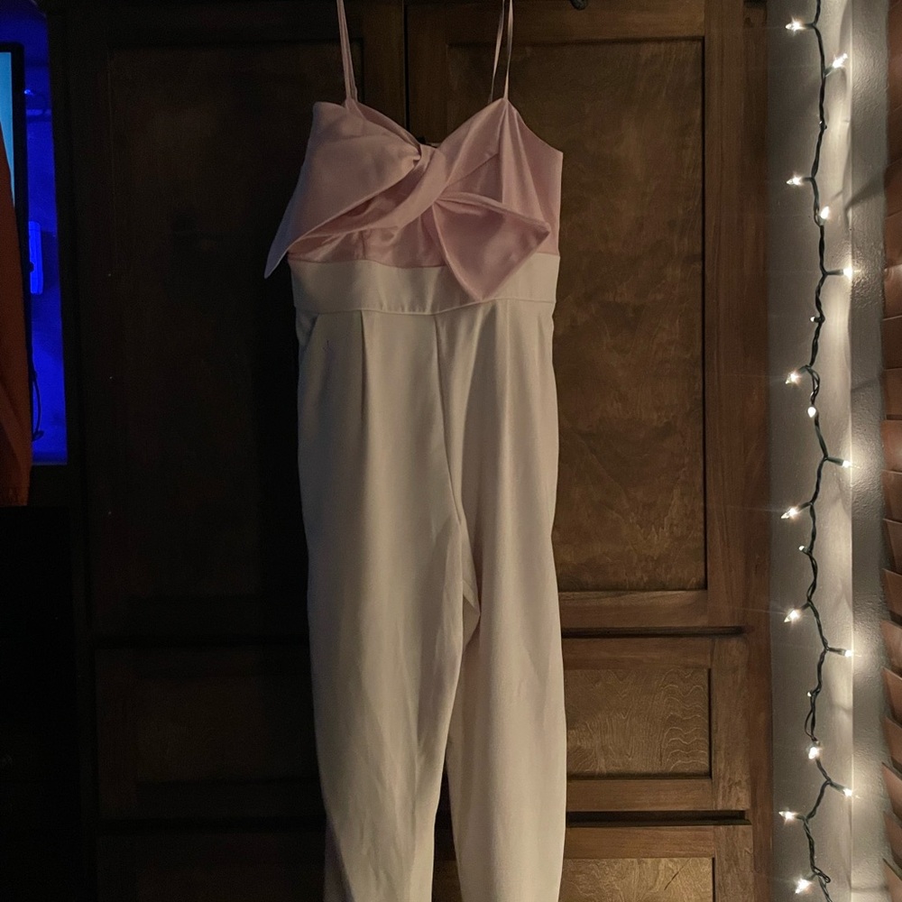 Express Blush Pink and White Jumpsuit